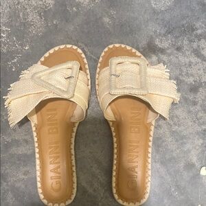 Gianni Bini Cream Fringe Sandals